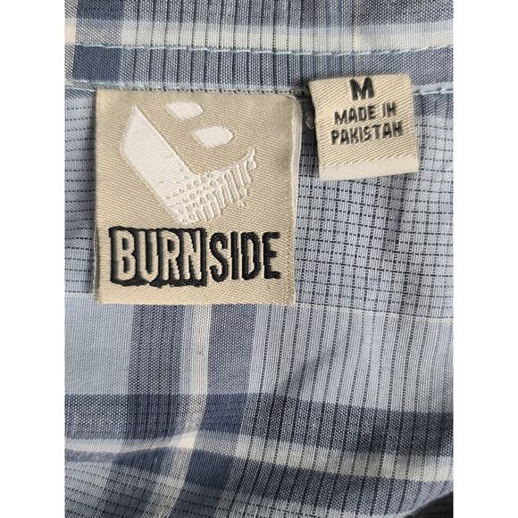 Burnside men's dress shirt blue plaid Size medium Lightweight Preppy Lumberjack - Picture 6 of 9
